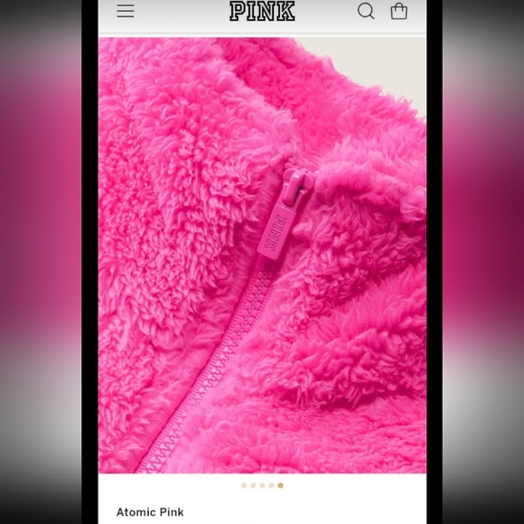 PINK VS Full Zip Up Teddy Jacket Atomic Pink NWOT - Picture 3 of 5